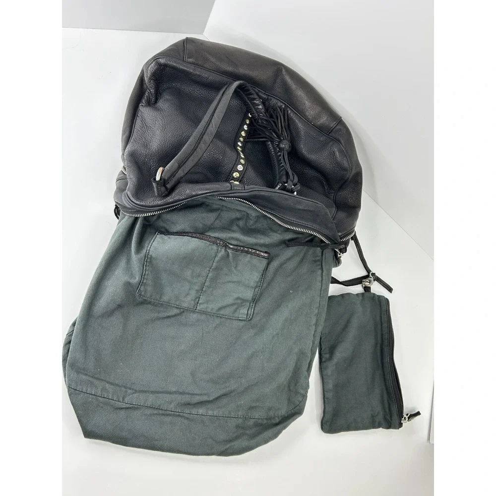Designer Inspired‎ Large Soft Pebble Leather Satchel Black Double Handle Studded